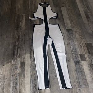 Black and white halter jumpsuit